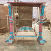 Indian Furniture Hand Carved Solid Hard Wood Swing Set